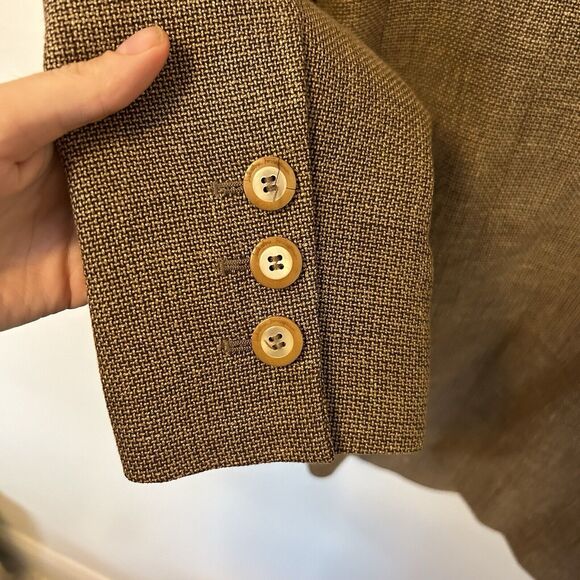 Salvatore‎ Ferragamo Women's Blazer Jacket Vintage Brown Linen Wool Cotton US 12 - Picture 5 of 9
